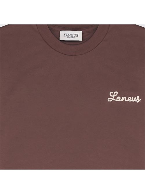 T-SHIRT IN COTONE CORNELYT-shirt da bambino/a firmata Laneus, realizzata in morbido jersey di puro cotone. La silhouette regular presenta maniche corte, girocollo a costine e una raffinata scritta Laneus ricamata sul petto in corsivo con punto catenella Cornely.100% COTONE LANEUS KIDS | F5LKJUTH087920